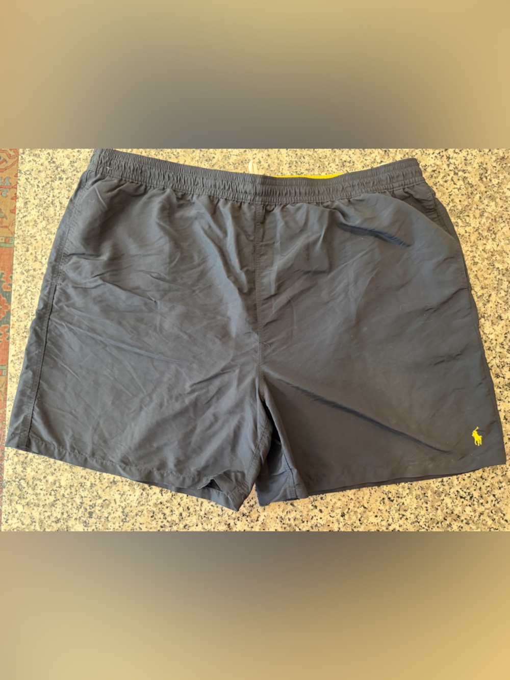 Polo by Ralph Lauren Navy swintrunks with  yellow horse logo  Waistband Shorts